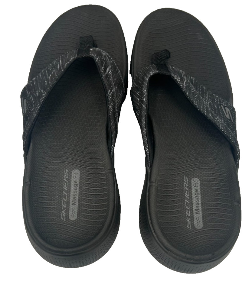 Skechers Women's Go Walk Massage Fit Slip On Flip Flop Sandals Black Size:7 152J