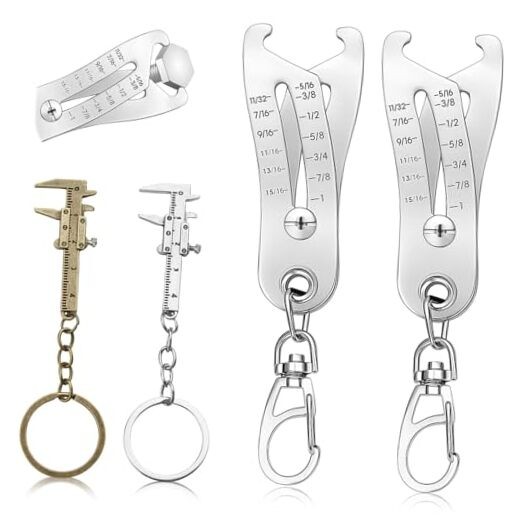 4PCS Portable Thread and Length Measuring Tool Keychain Set, Includes 2 Screw