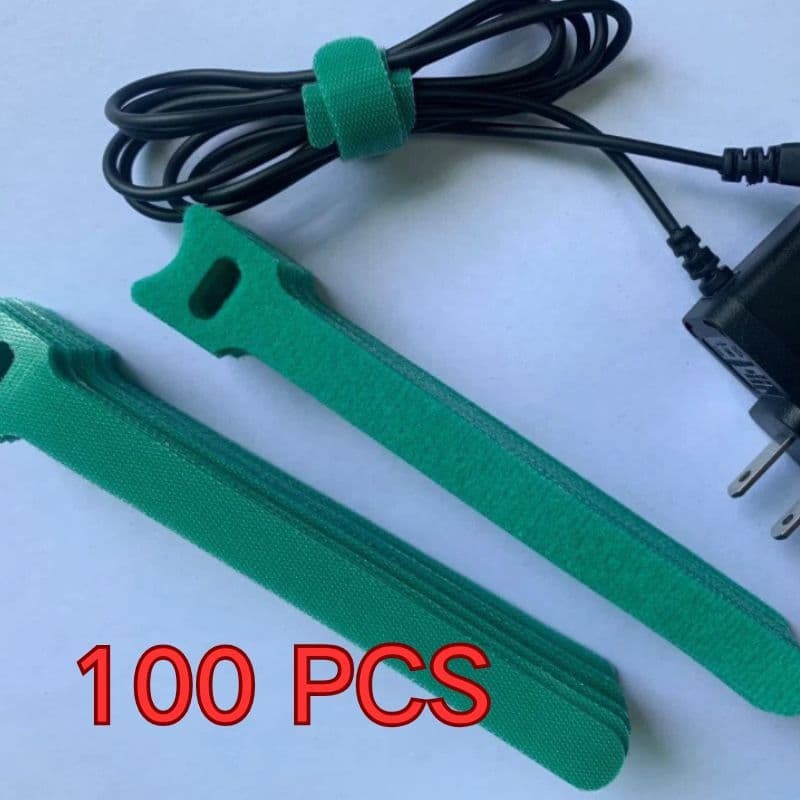 100x Microfiber Strap Wire Cord Hook Loop Reusable Fastening Cable Ties Colorful