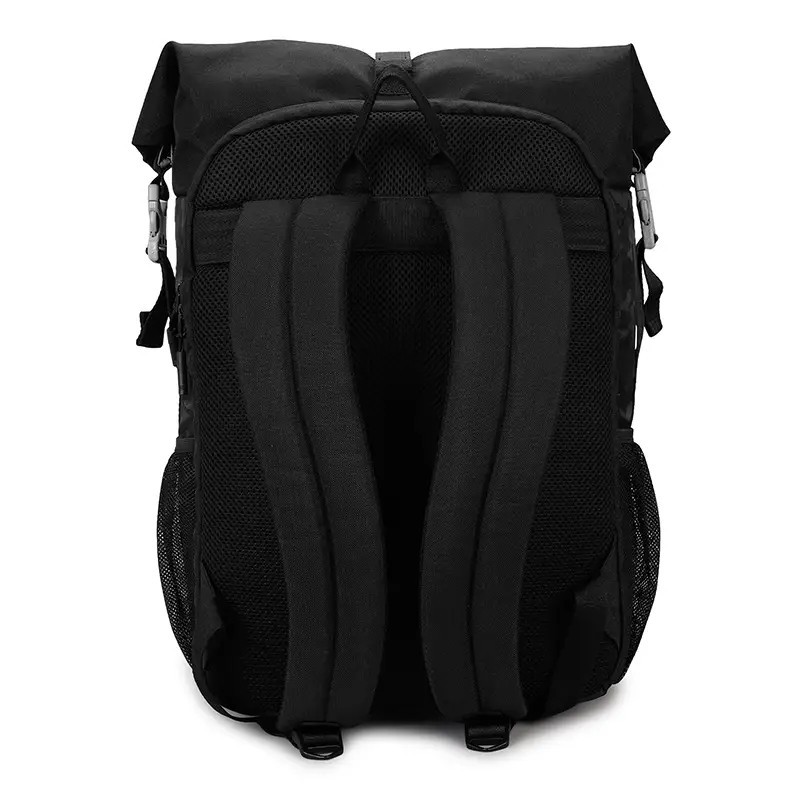 THIK & THIN STRIPES "ROLL TOP GREY & BLACK BACKPACK"