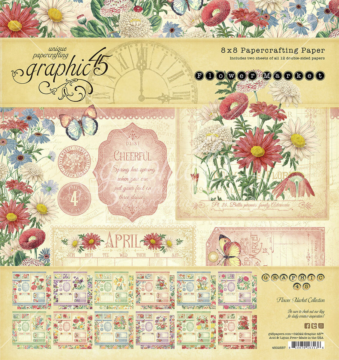 GRAPHIC 45 *FLOWER MARKET* COMPLETE COLLECTION PACKAGE BUNDLE CALENDAR GORGEOUS