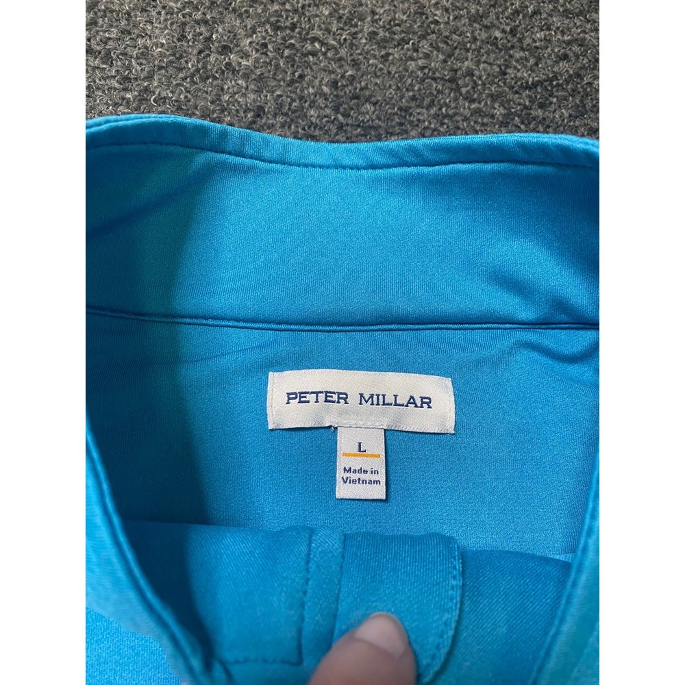 Peter Millar Perth 1/4 Zip Pullover Blue Mens Large MS24EK40B Performance Golf