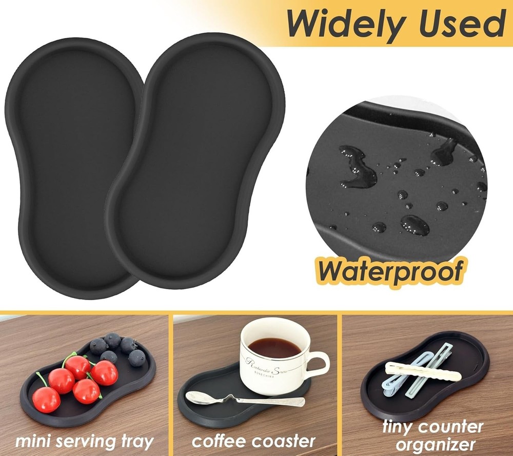Multi-Purpose Silicone Serving Tray Set of 2 for Kitchen & Dining Elegance