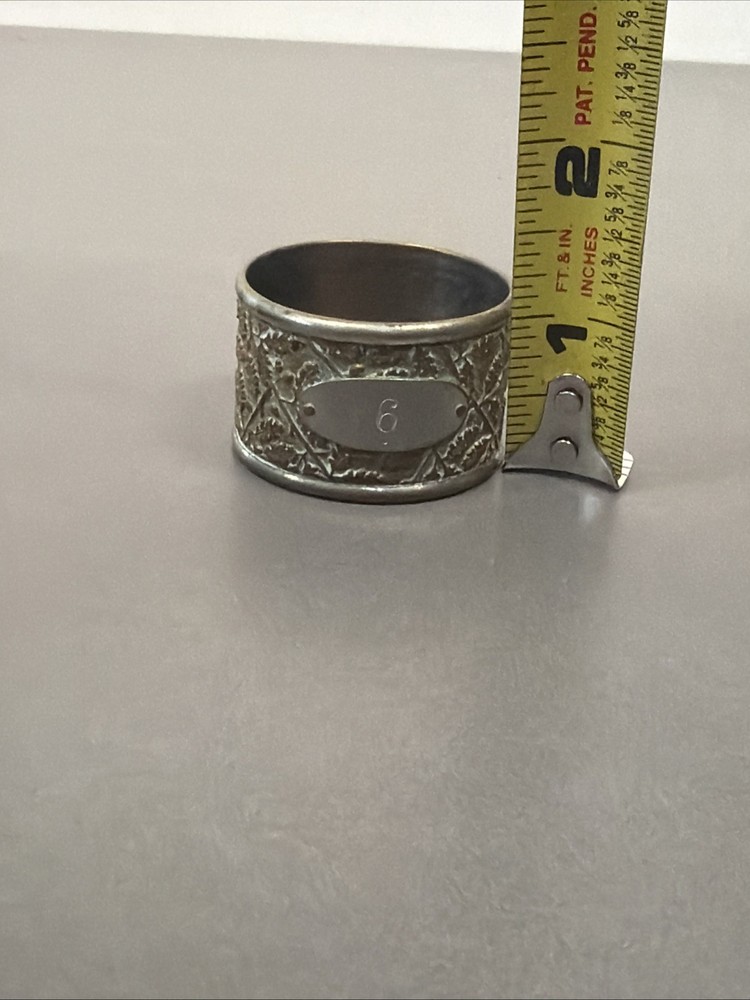 Antique Leaf Napkin Ring Marked 6 B60