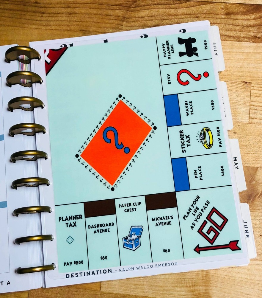 Monopoly inspired Planner Theme Dashboard 4 use w/ Classic Happy Planner~
