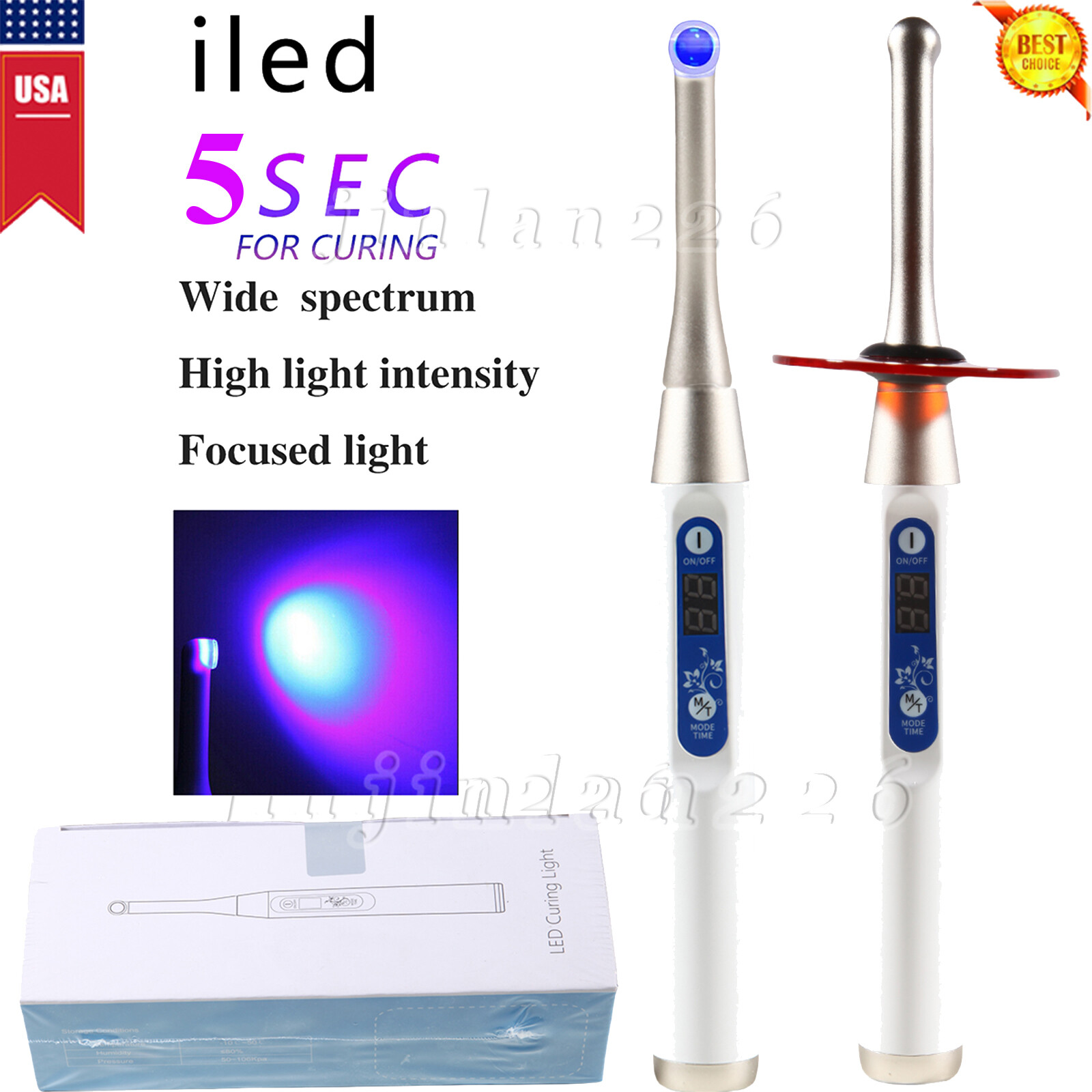Dental 5Sec LED Curing Light Cure Lamp Wireless Resin Woodpecker Style