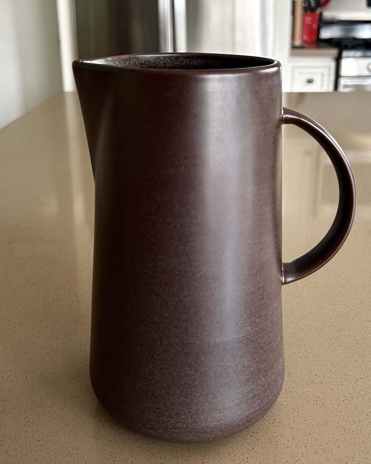 New With Tags Hearth & Hand Magnolia Stoneware Pitcher 2‑Qt Brown Reactive Glaze