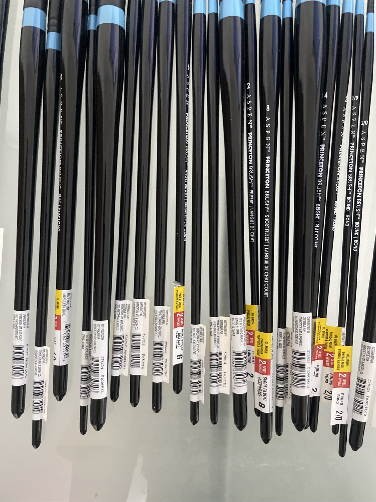 LOT OF 49 - Princeton Aspen Long Handle Oil Acrylic Synthetic Paint Brushes