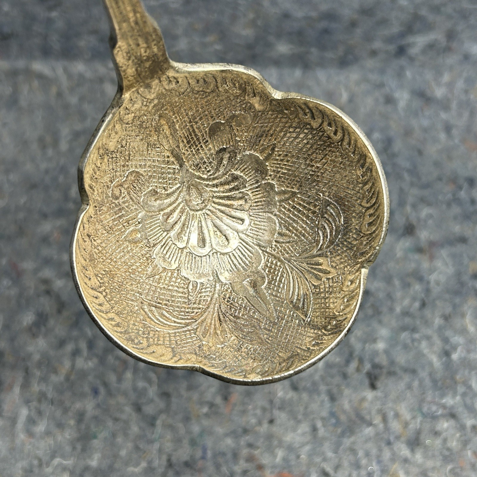 Vintage Ornate Soup Ladle Floral Pattern Silverplate Serving Spoon