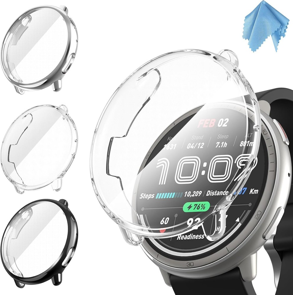 3 Pack Screen Protector Case for Amazfit Active 2 Soft TPU Full Protective Cover