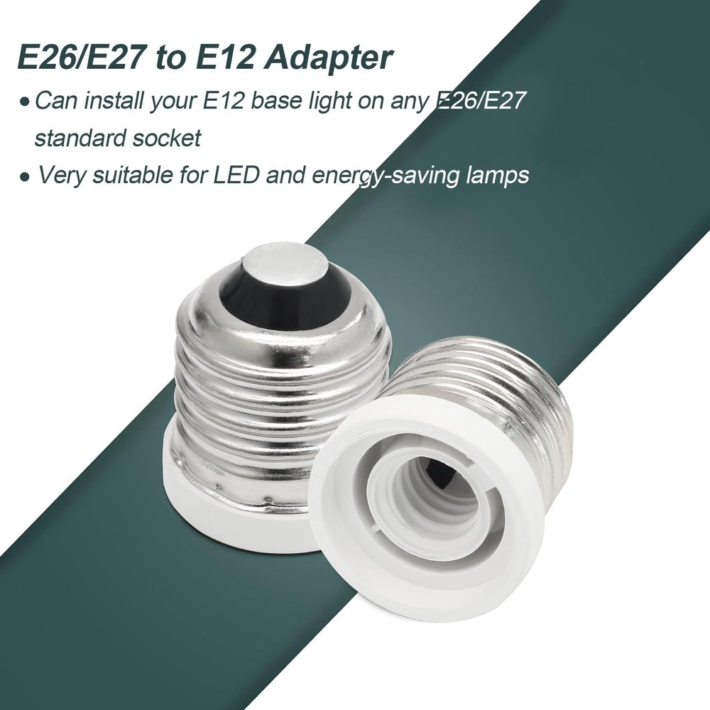 12 Pack E26 to E12 Adapter Converter, Medium to Candelabra Screw Bulb Socket ...