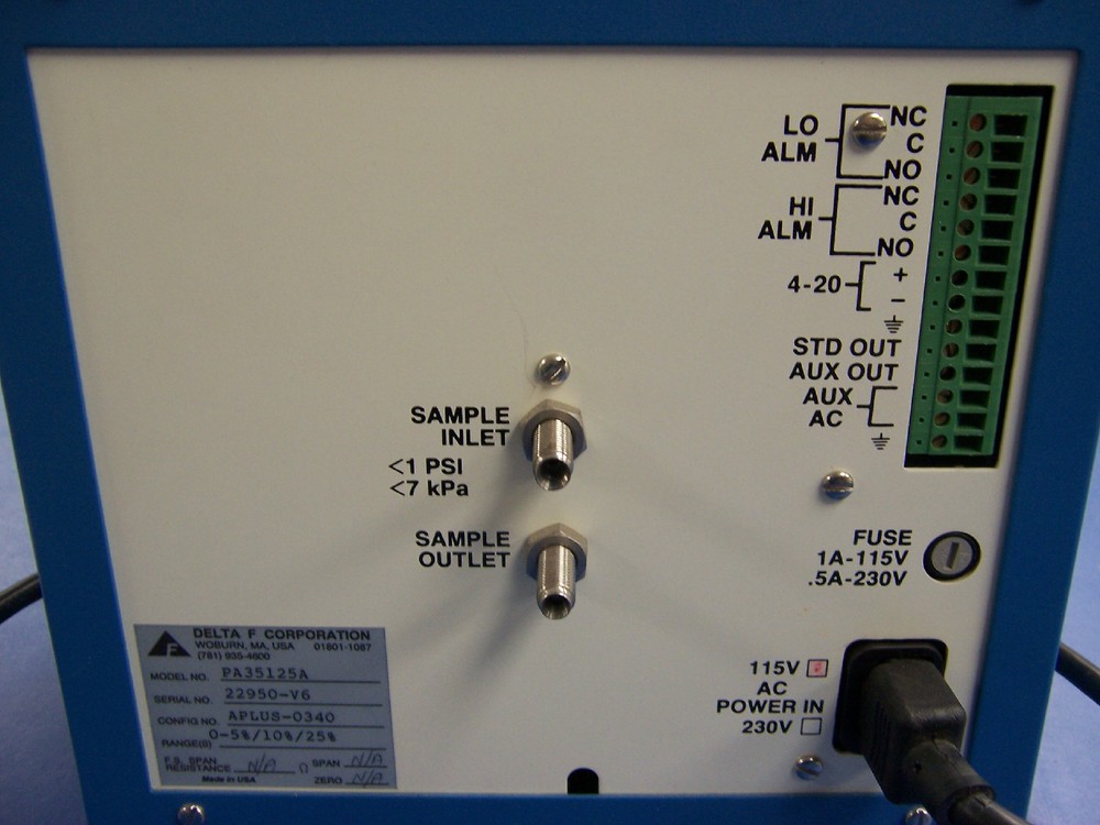 6296 DELTA PA35125A OXYGEN ANALYZER