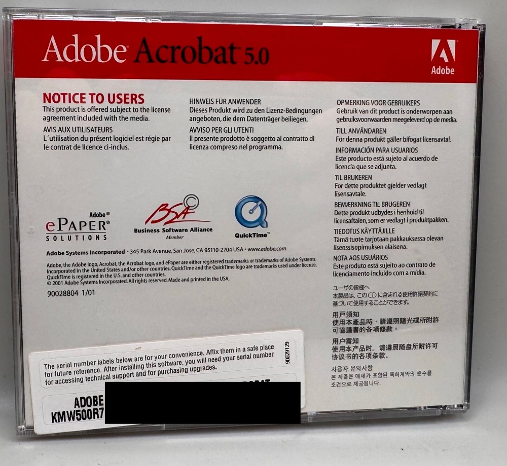 Adobe Acrobat 5.0 Macintosh with Serial #