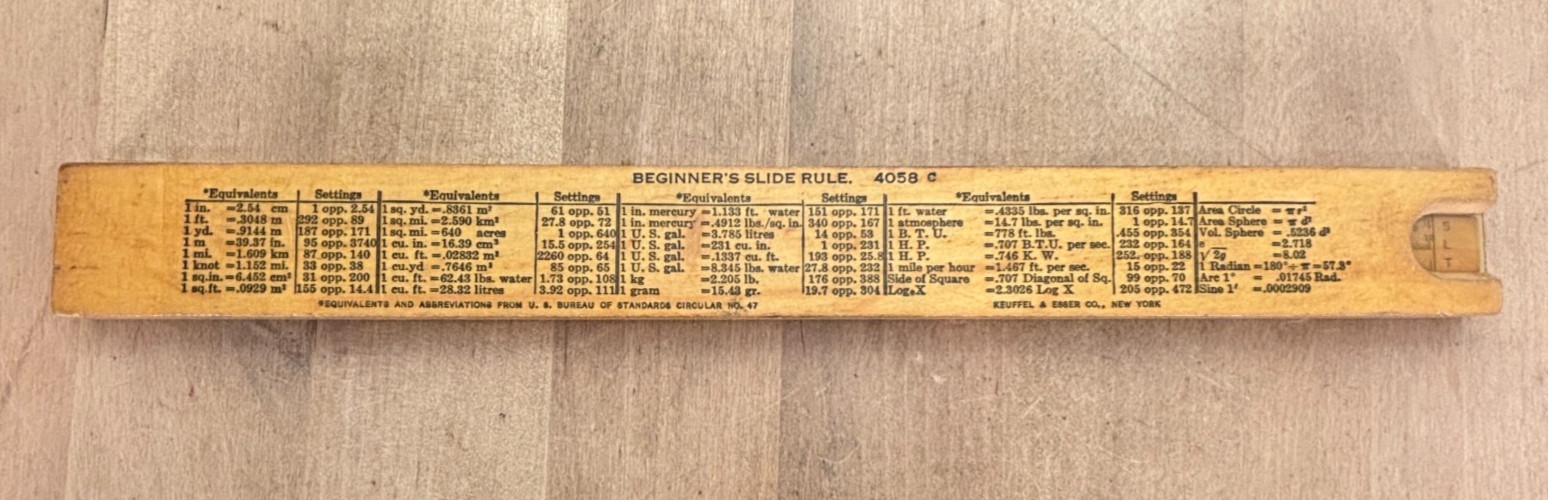 Vintage 1920s K & E Beginners Slide Rule 4058c Keuffel & Esser Wood