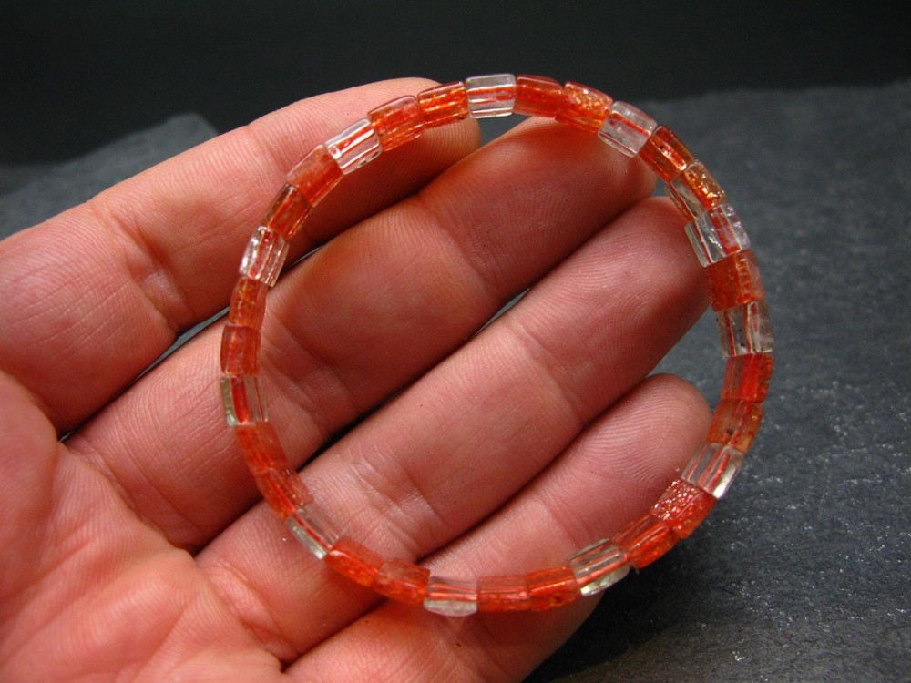 Sunstone Genuine Bracelet ~ 7 Inches ~ 8mm Squared Beads
