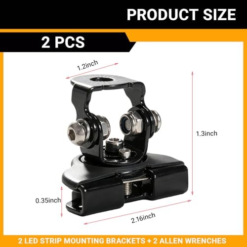 2PCS Led Hood Mounts, Adjustable Hood Led Work Light Mount Bracket, Stainless