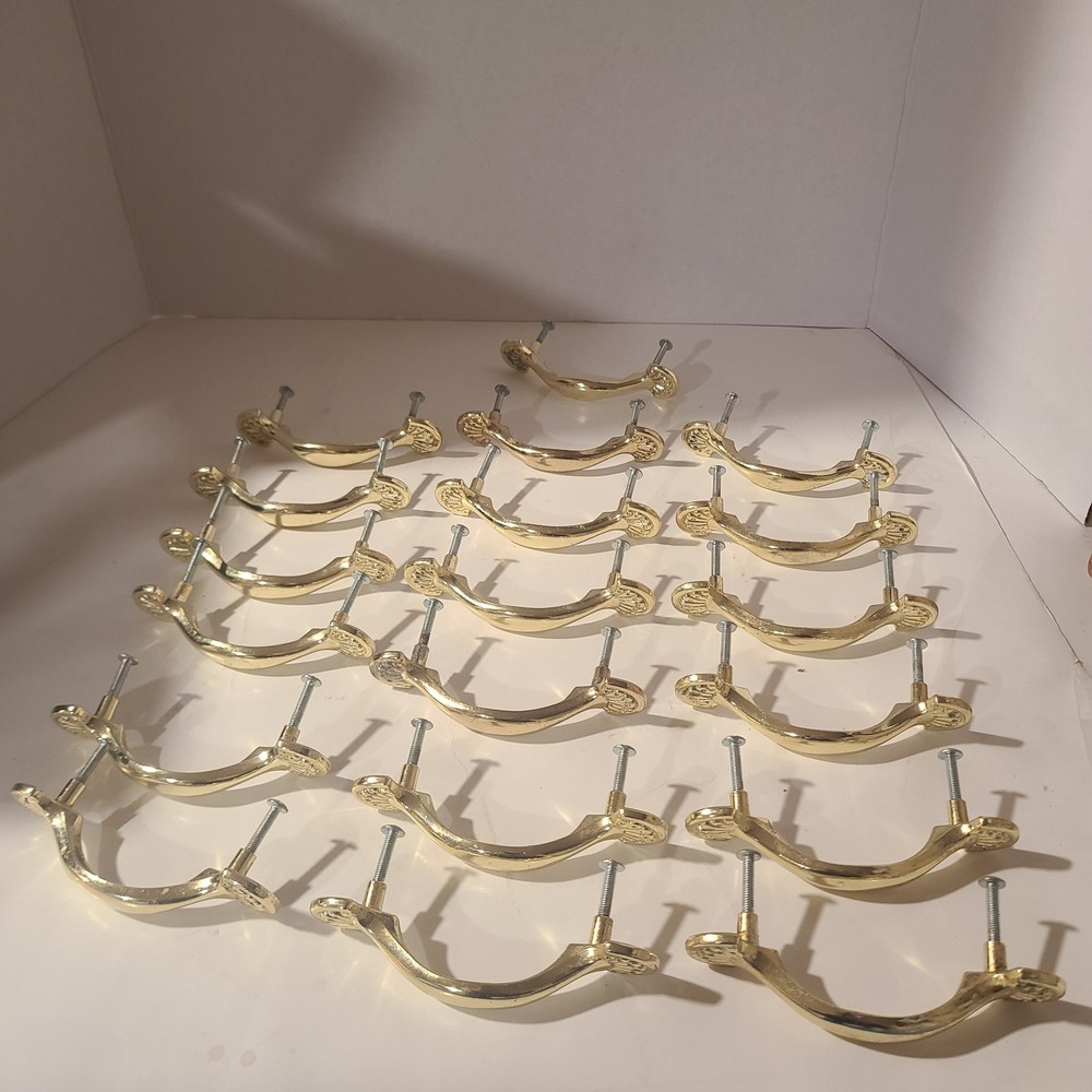 Vintage Solid Brass Cabinet Drawer Pull Handle Sea Shell Ends Hardware 4 1/2"