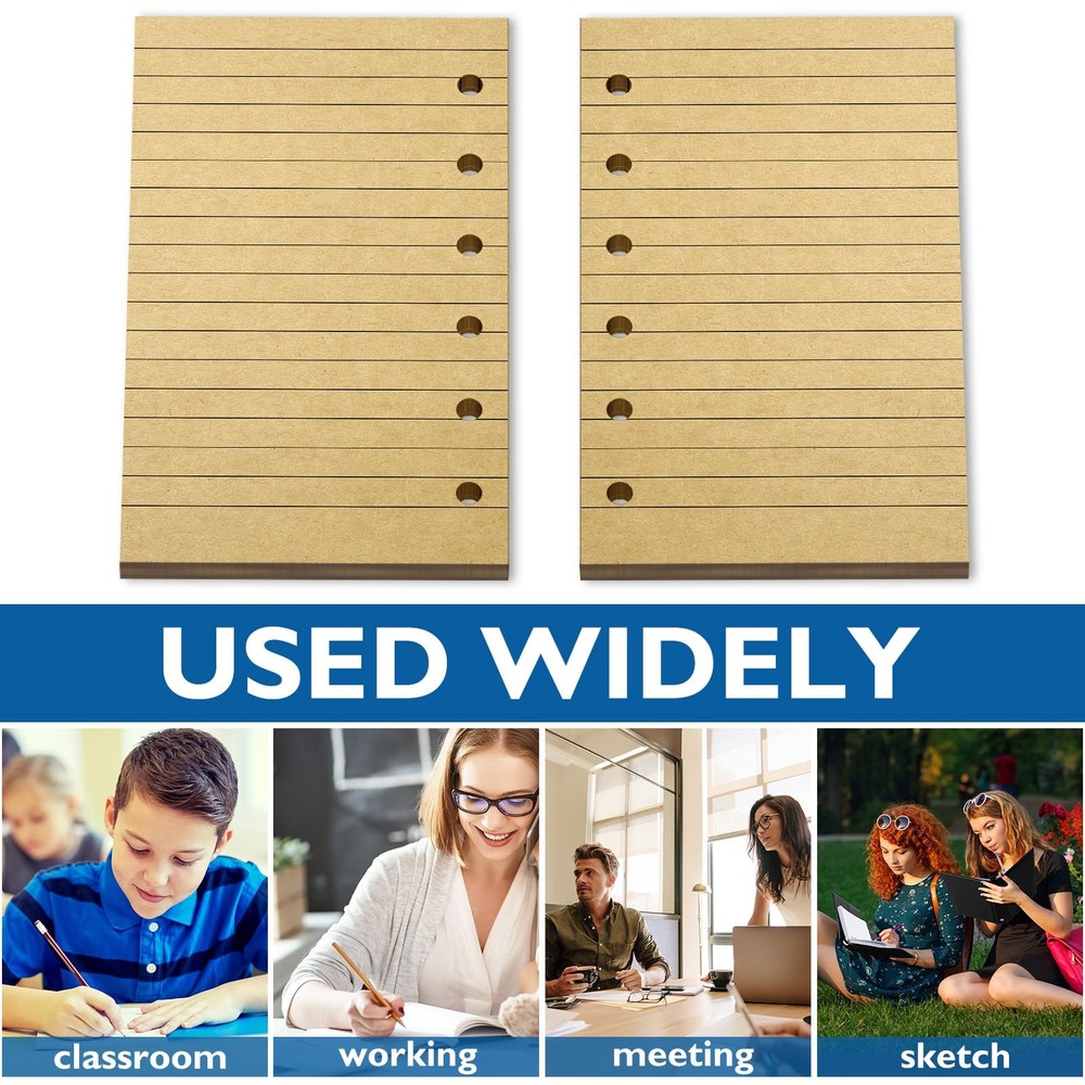6 Hole Mini Lined Paper Refill 200 Sheets Blank Planner Refills Loose Leaf Pa...
