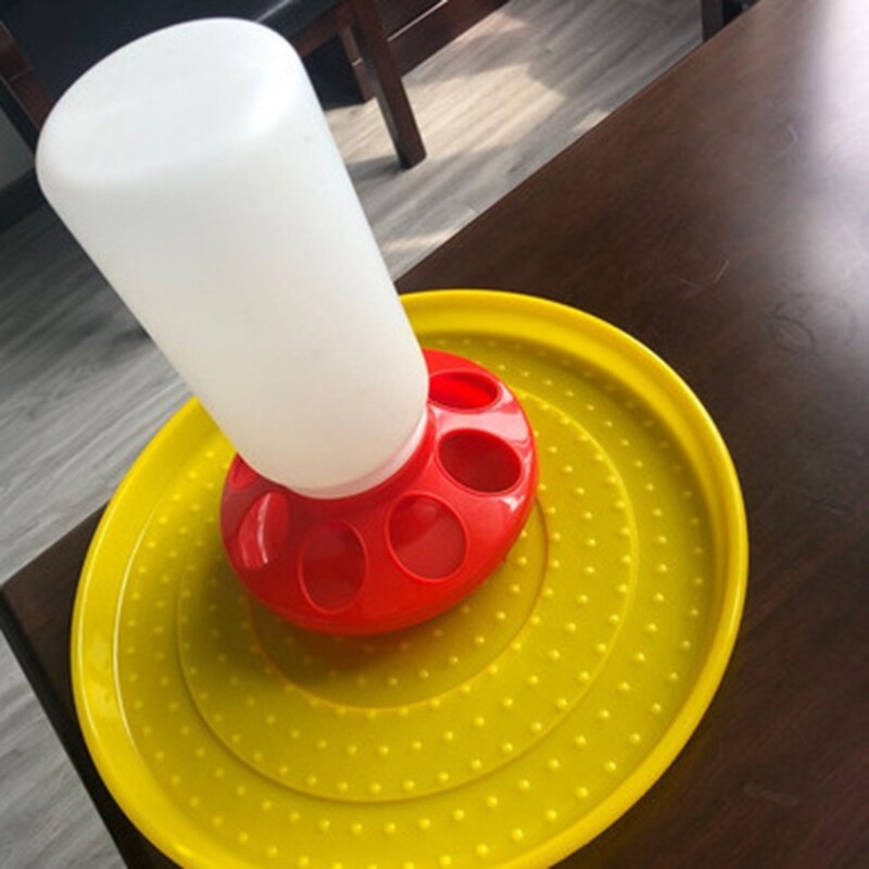 Chick Feeder Waterer Combo for Poultry Plastic 1 Quart Feeder 0.9 Quart Waterer