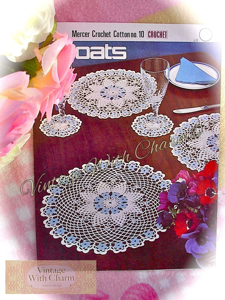 Vintage Crochet Pattern Beautiful "Daisy" Luncheon Set