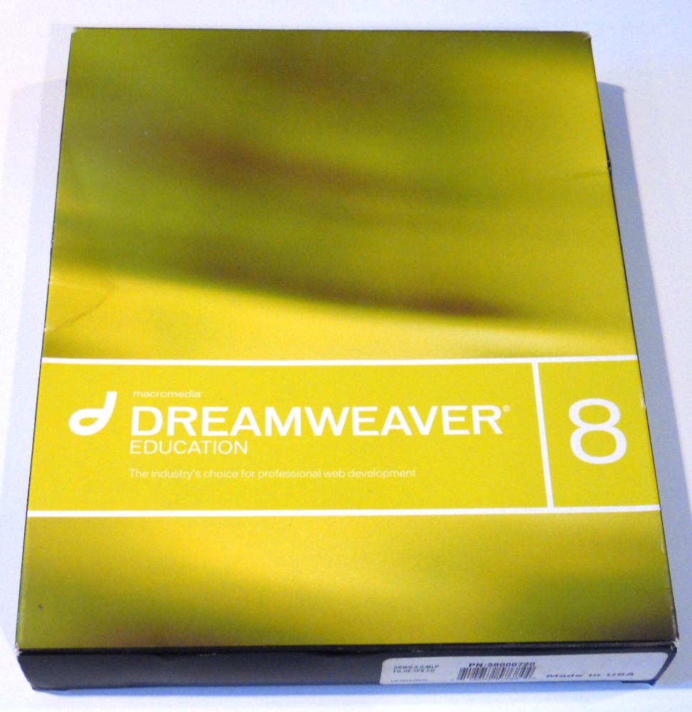 Macromedia Dreamweaver 8 * EDUCATION Version * CD-ROM Win XP/Mac - Used in Box