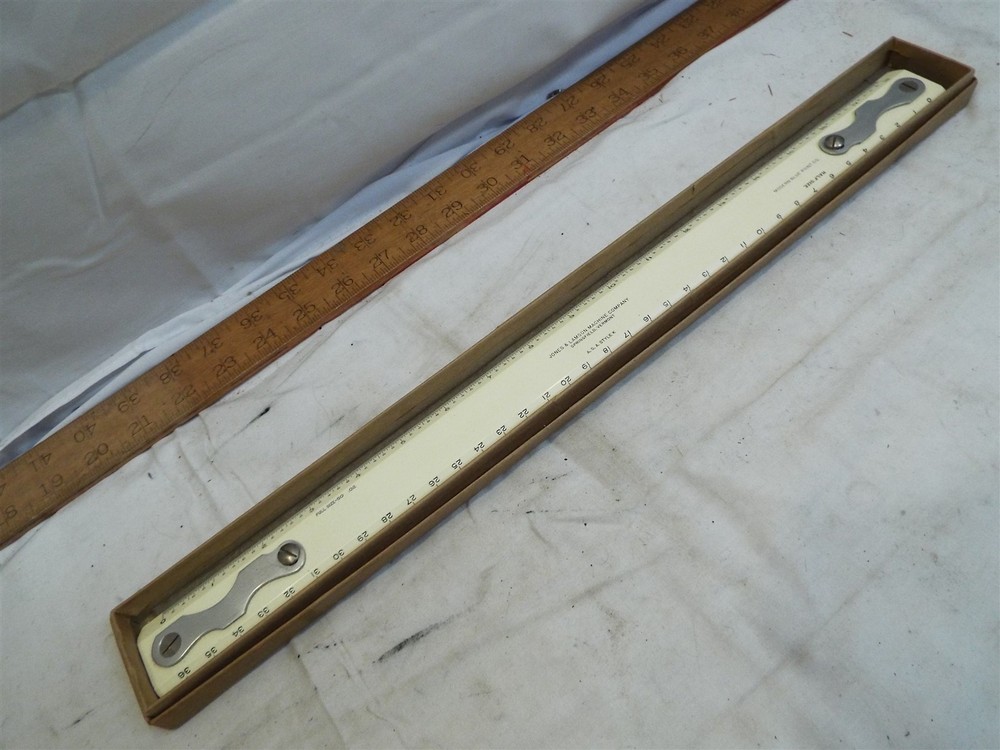 Jones & Lamson Draft Machine Scale Rule Drafting Tool in Box 19" Blue Print