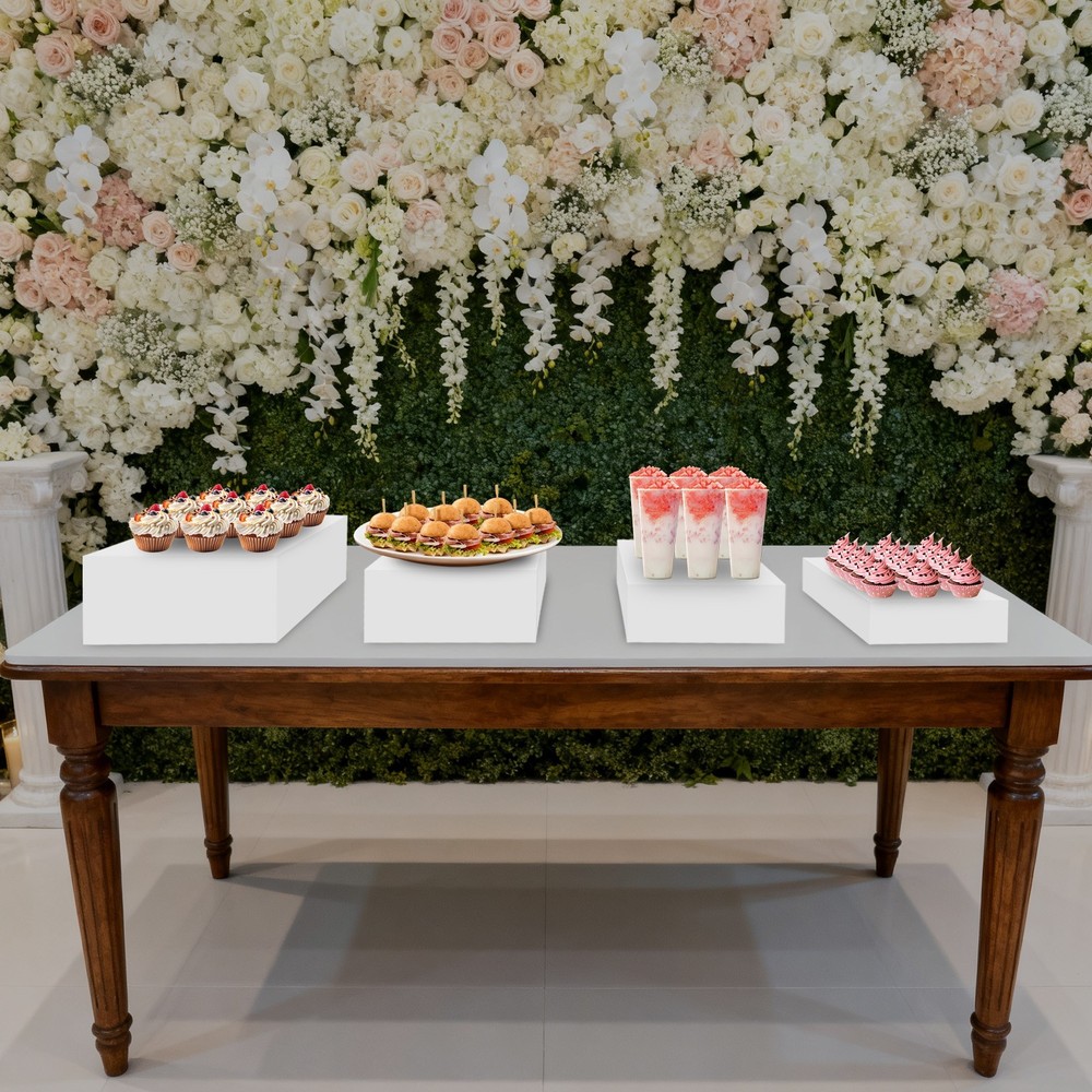 White Acrylic Display Stands, Buffet Risers, Acrylic Nesting Stands Durable 4Pcs