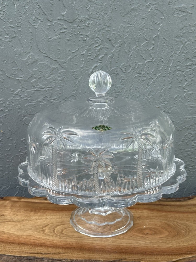 SHANNON CRYSTAL CAKE STAND WITH DOME PALM TREE