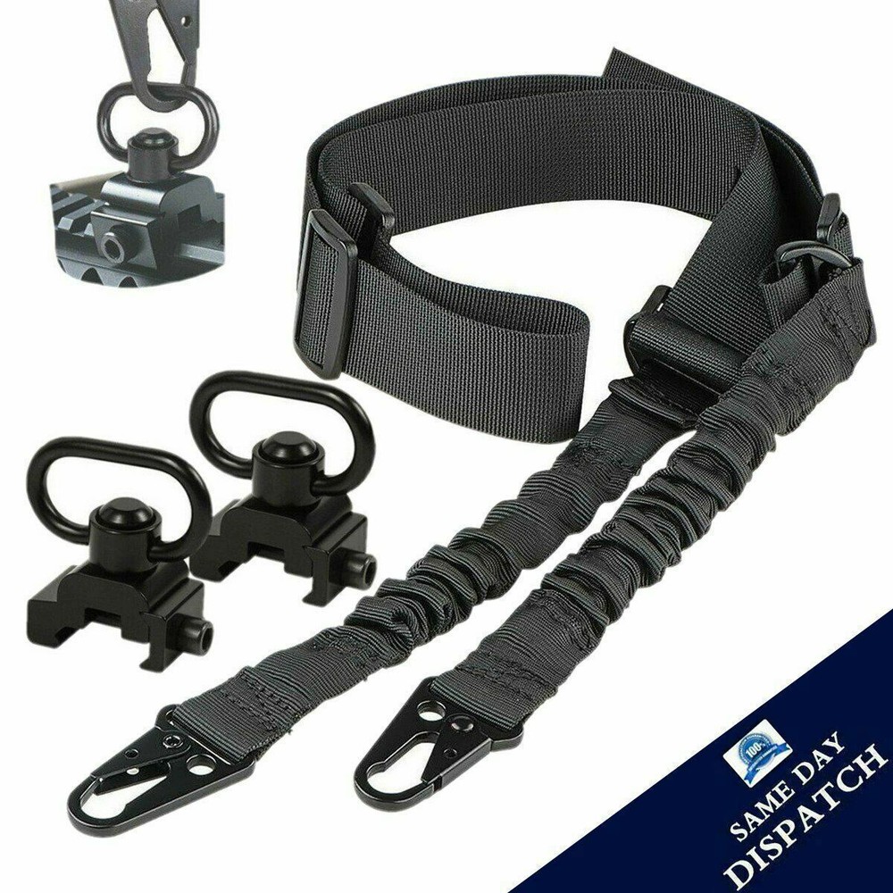 Two Point Sling Strap Rifle Gun Sling + 2pcs Push Button QD Quick Release Mount