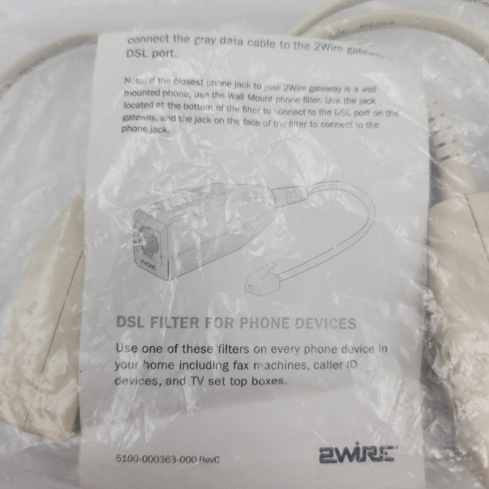 2Wire DSL Filter Kit 4 Pack Inline DSL Phone Filters New Sealed Package