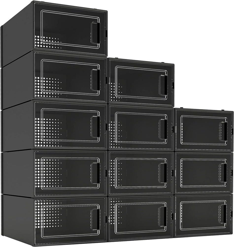 12 Pack Shoe Organizer Boxes Space Saving Shoe Holder Sneaker Display Case