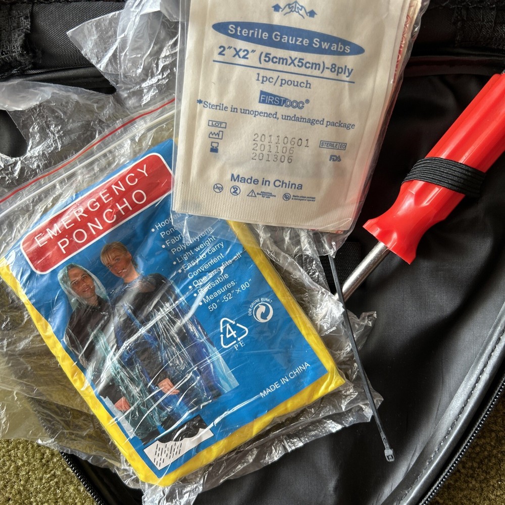 Used Weather Handler Caution Triangle Emergency First Aid and Jumper Cables Kit