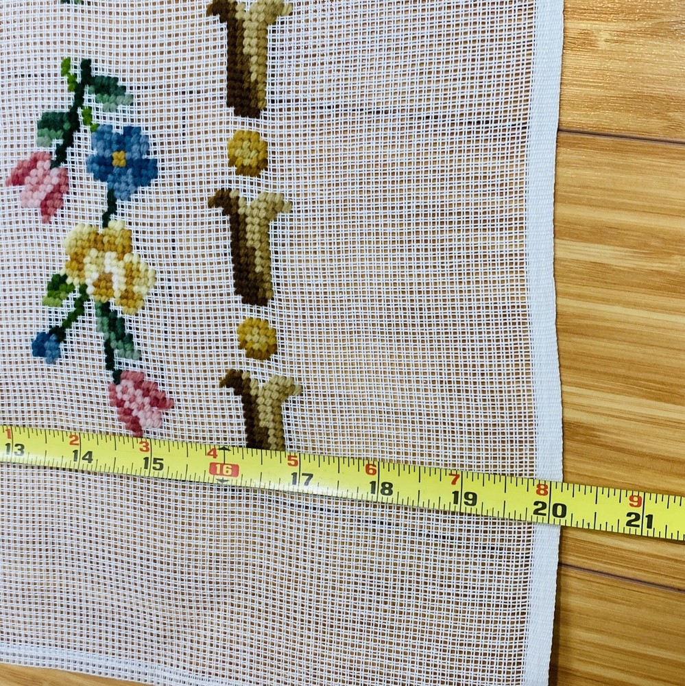 Flowers In A Row Wool Needlepoint Design Completed