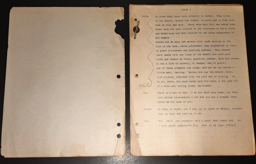 Rare Robert Nathan JONAH (or The Withering Vine) Playscript - Vintage w/Notes!