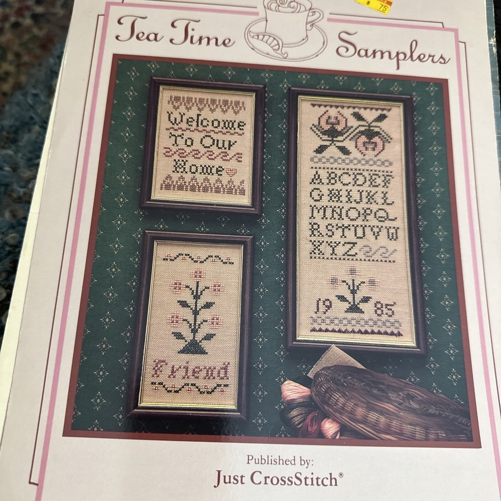 Sampler for Counted Cross Stitch Tea Time Samplers 3 Patterns Welcome Friend