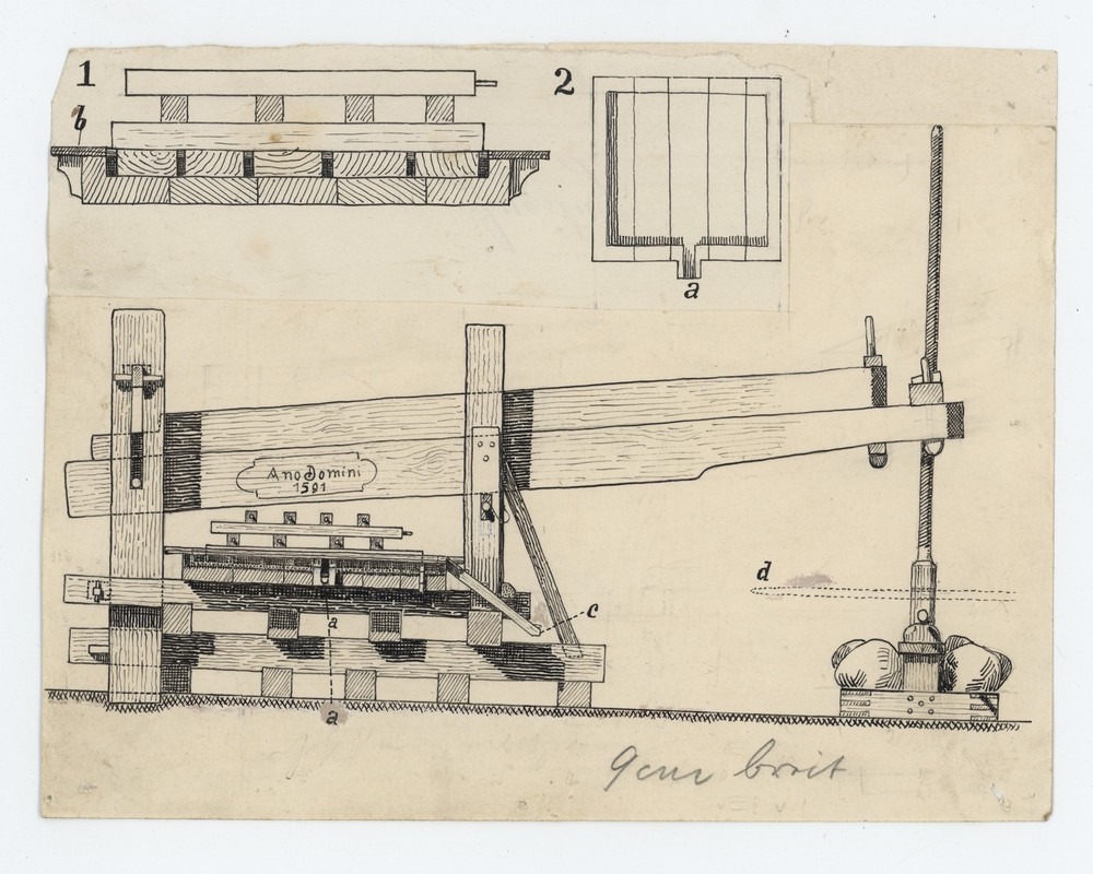 Book illustration technique technical device technical drawing ink around 1900