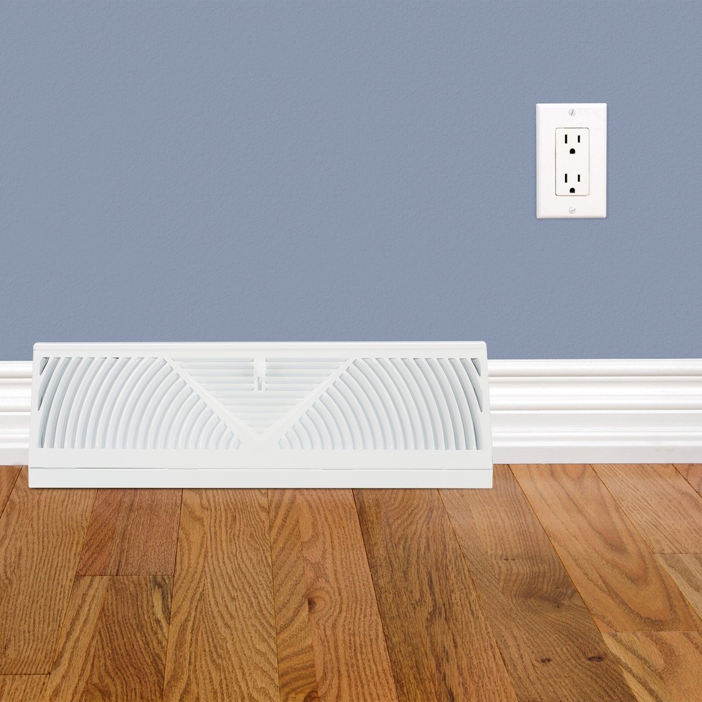 Skirting Board Register, 15 Inch Grid for White Floor Diffuser