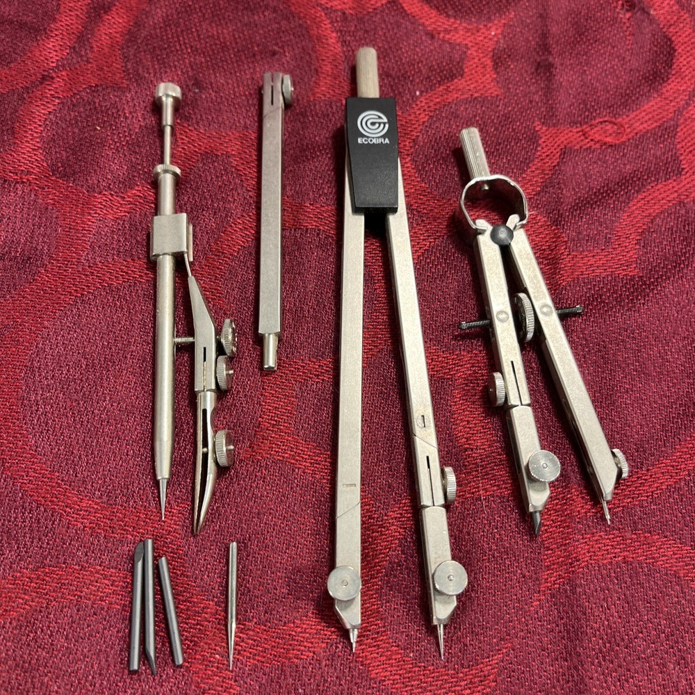 Vintage Ecobra Technical Drawing Compass Set - Made in Germany -- 7376