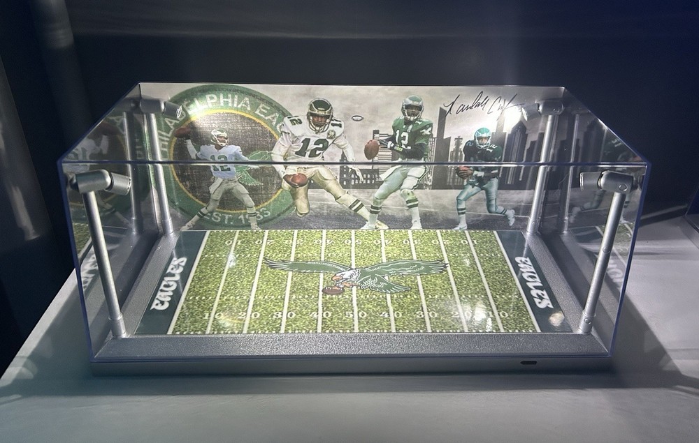 Randall Cunningham Custom 2 Mini Helmet display case with LED lights - Eagles