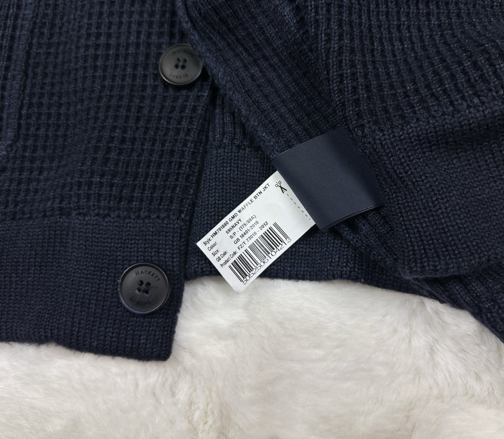 Hackett London knit waffle button wool jacket / size S