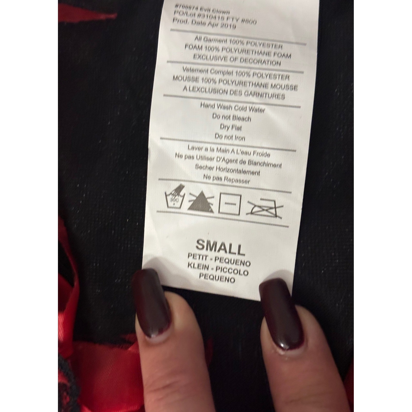 Rubies Evil Clown Costume Womens S Red Black Halloween Cosplay Dress Leggings