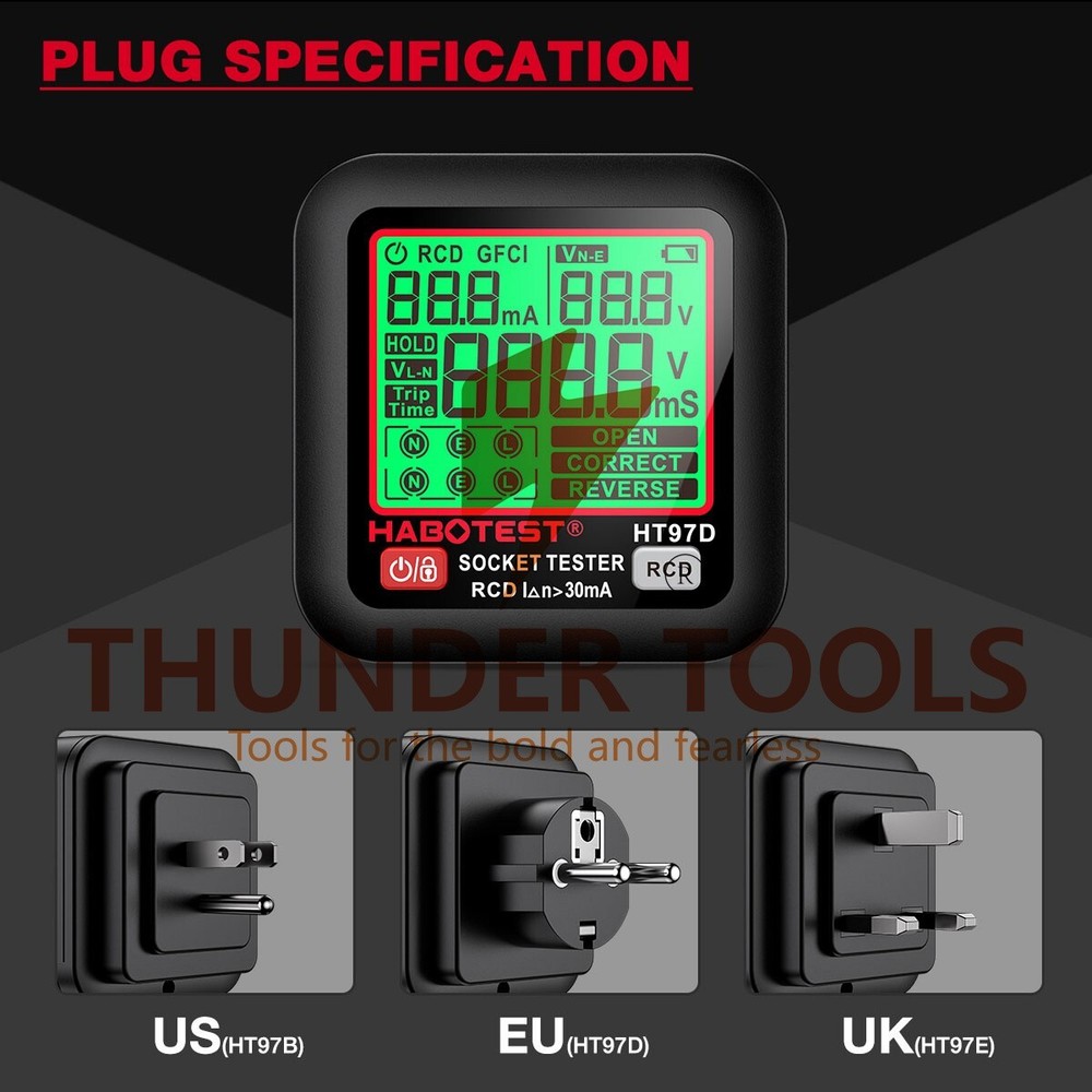 Thunder Tools HABOTEST HT97D Digital Socket Tester Voltage Test