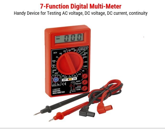7 Function Digital Electronic Multimeter Multi Meter Volt Ohm Amp Meter Tester
