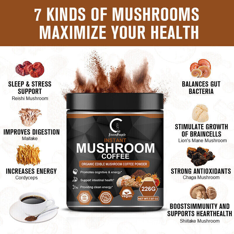 Organic Lions Mane Mushroom Coffee Powder 113g Brain & Memory Hericium Erinaceus