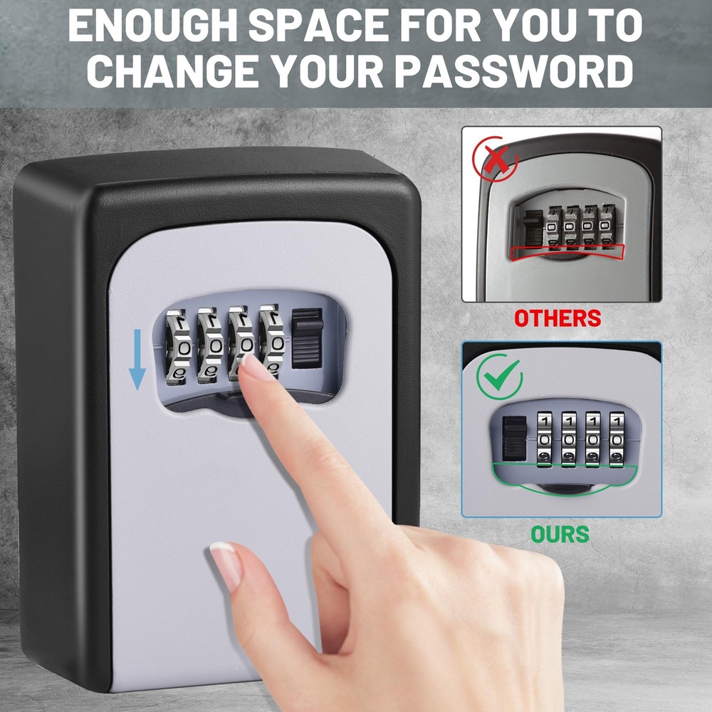 Key Lock Box Outdoor Waterproof 5 Key Capacity Resettable Code Safe
