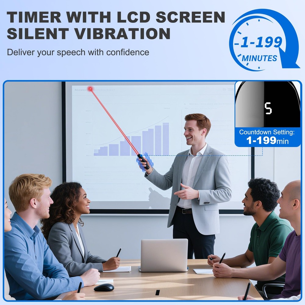 Presentation Clicker for PowerPoint with Red Laser Pointer and Timer, Wireles...