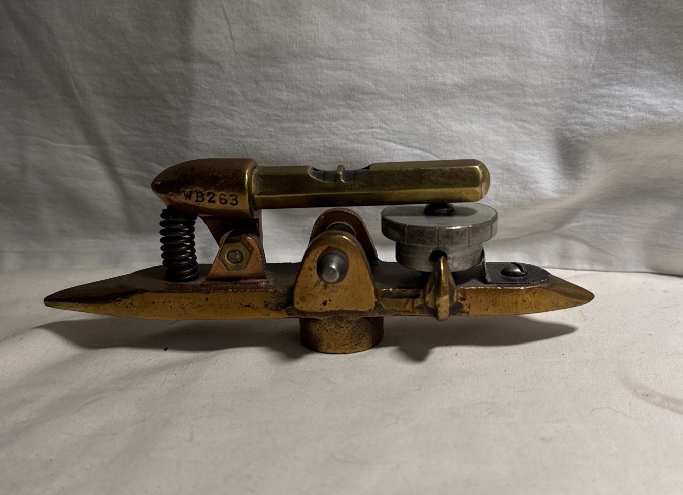 Polished Bronze Inclinometer w/ Micrometer Adjustment W a Starrett No. 135 Level