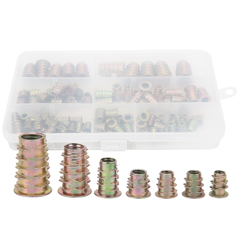 100Pcs Hex Socket Drive Insert Nuts Set Thread Screw Fasteners M4/M5/M6/M8/M10