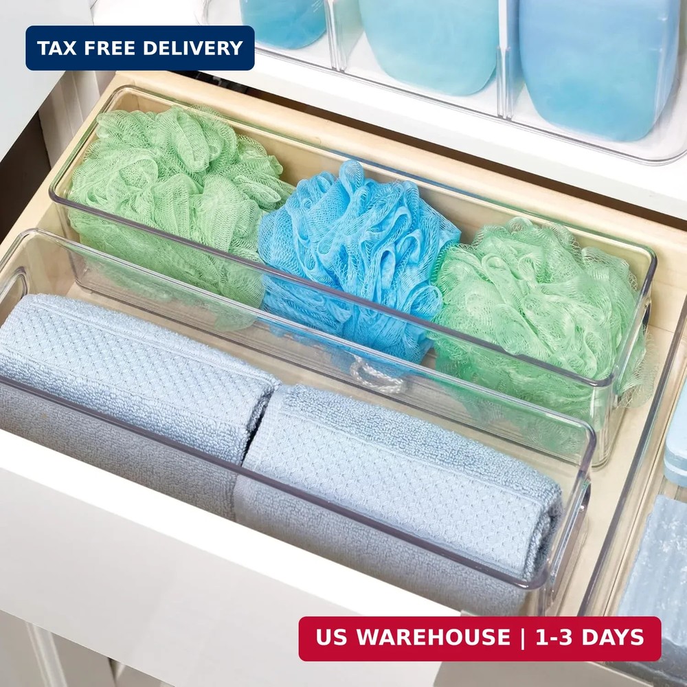 iDesign Stackable Fridge Bin with Handles - Ideal for Freezer or Pantry, Set of