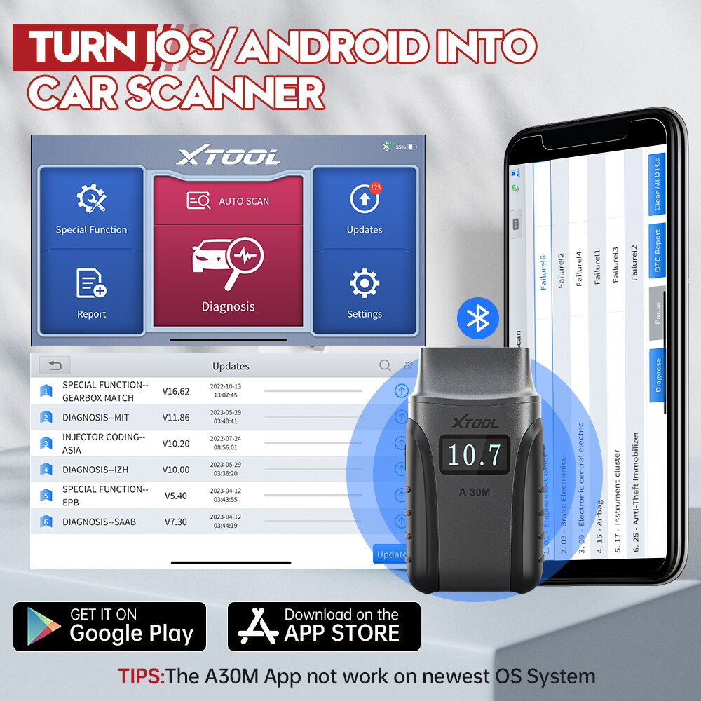 XTOOL A30M Bluetooth Bidirectional OBD2 Scanner All System Diagnostic 26+Service
